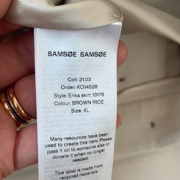 Samsoe Samsoe Brown Rice/ tan Erika midi skirt XL NWT - Picture 10 of 10